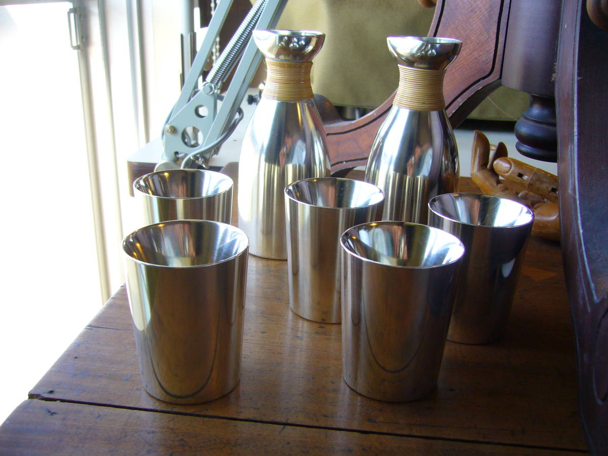 本錫 酒器 徳利 錫製 ちろり : お猪口 錫半 （ 共箱 錫半