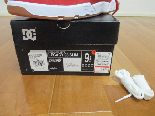 DC SHOES LEGACY 98 SLIM 9.5 27.5 レッド スケシュー 新品 赤