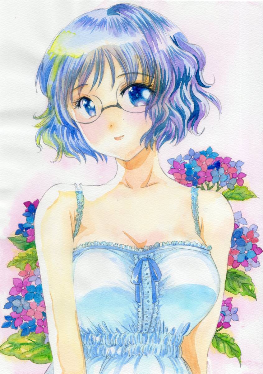 オリジナル 紫陽花の女の子 手描きイラスト ｂ５ 水彩 手描きイラスト 売買されたオークション情報 Yahooの商品情報をアーカイブ公開 オークファン Aucfan Com
