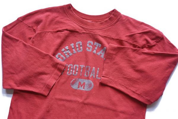 100～♪1970'S CHAMPION フットボール Tシャツ OHIO ブルーバータグ
