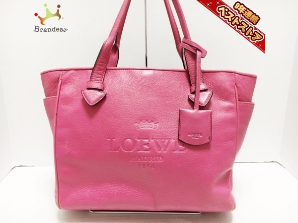 LOEWE　ヘリテージ　レザー　トートバッグ　ピンク系 ロエベ LOEWE トートバッグ ヘリテージ レザー ピンク バッグ