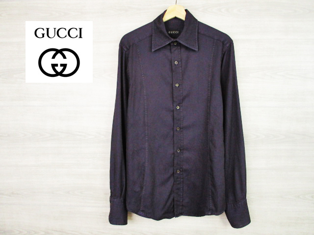 Fa14c GUCCI●春夏●美品●グッチ イタリア製＜コットン・ボタンダウン・シャツ＞40 15 3/4・長袖シャツ・カッター●Ricicli17