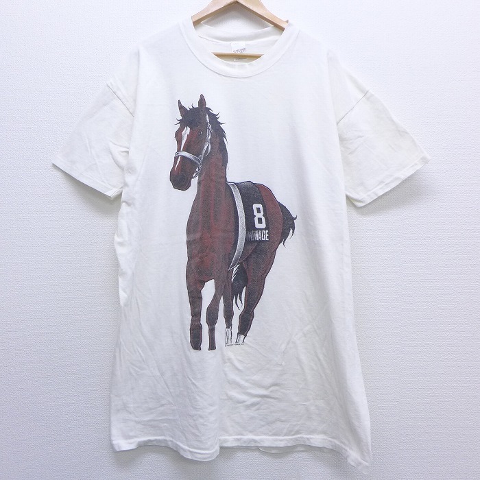 新作登場，お買い得 XL 古着 半袖 ビンテージ Tシャツ ワンピース 90年代 90s 馬 大きいサイズ コットン クルーネック USA製 白 ホワイト メンズ(イラスト、キャラクター)｜売買されたオークション情報、yahooの商品 XLサイズ以上