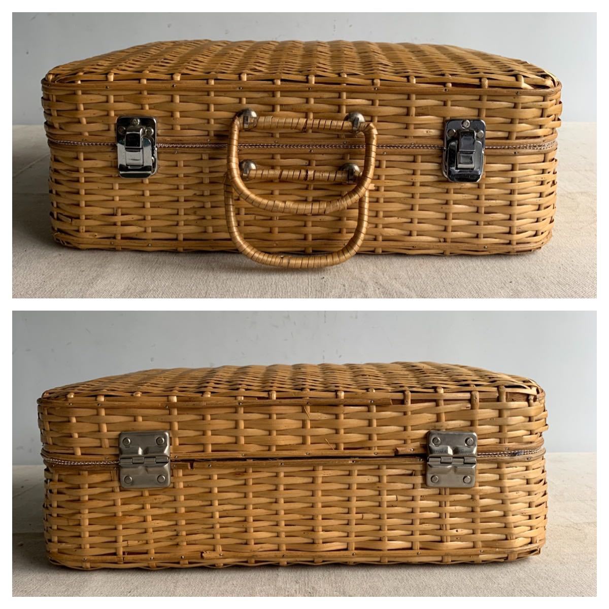 古いラタントランク　レトロな籐の鞄　ビンテージトランク　アンティーク　籐籠 古いラタントランク レトロな籐の鞄 ビンテージトランク アンティーク