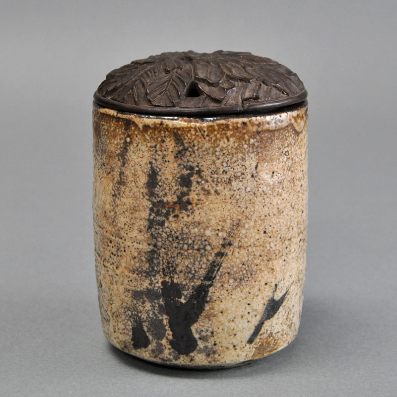 茶道具 瀬戸焼 古瀬戸 香炉 銀火屋 時代箱 M R4280 絵瀬戸香炉 (