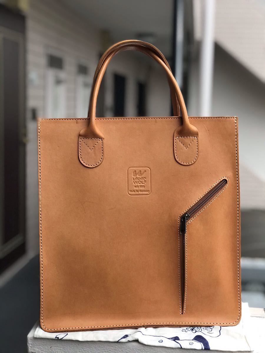 WOLF トートバッグ ヌメ革 激レア✨LeDer オール レザー レダー