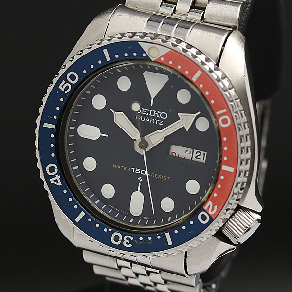 美品】SEIKO クォーツ QZ ネイビー文字盤 デイデイト セイコー 150m 