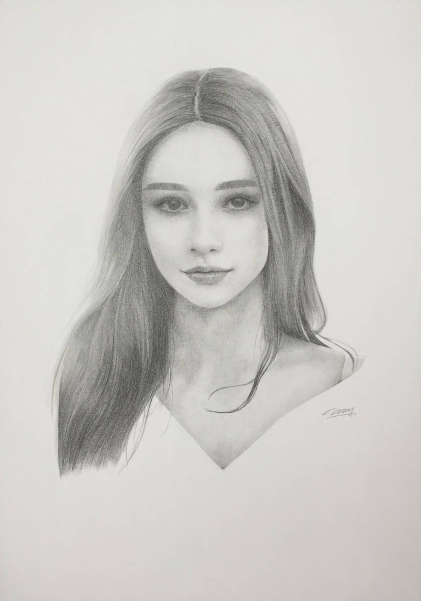 手描き鉛筆画 女性♯20【A4サイズ】 【公式通販】