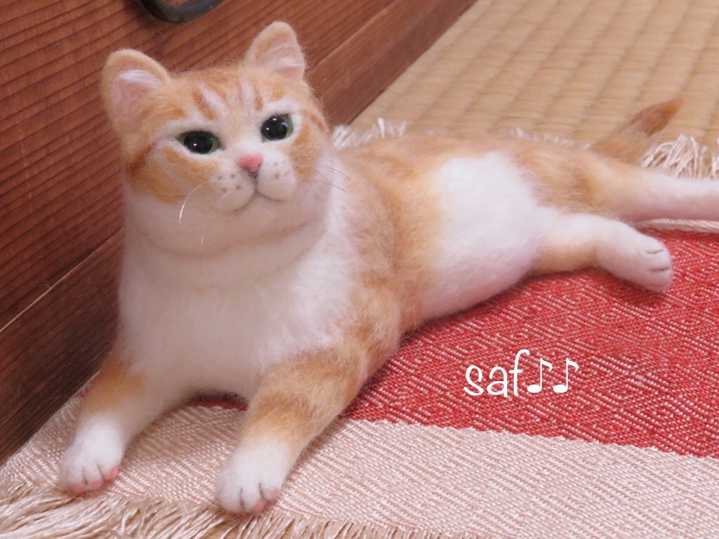 猫 羊毛フェルト Yahoo!オークション - ネコ ねこ 茶トラ白 funwari