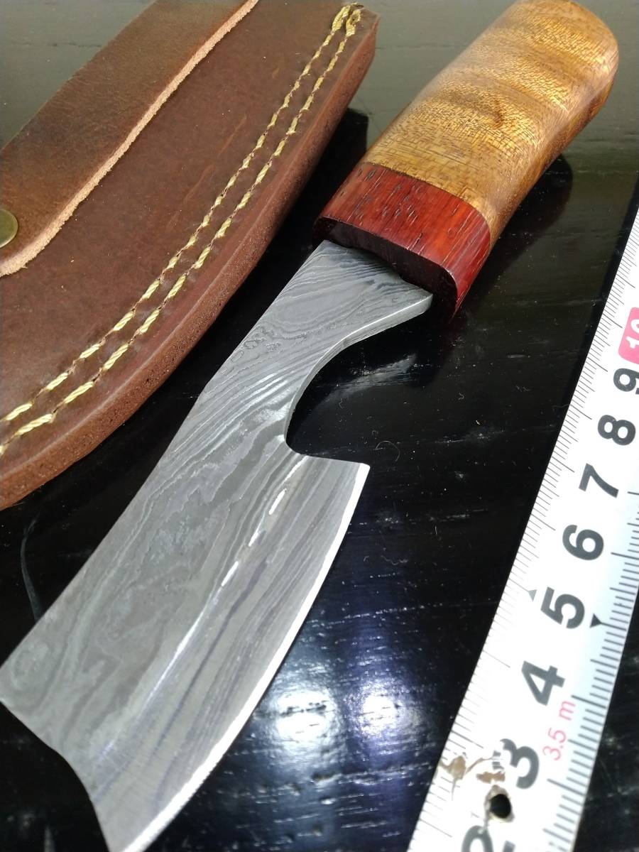 大人気，高品質 英国直輸 16.5㎝ ダマスカスハンティングナイフ/6.5&rdquo; Hunting Knife Damascus Steel blade wood handle with leather sheath DCB45576(ハンティングナイフ、狩猟刀)｜売買されたオークション情報、yahooの商品情報 ハンティングナイフ、狩猟刀