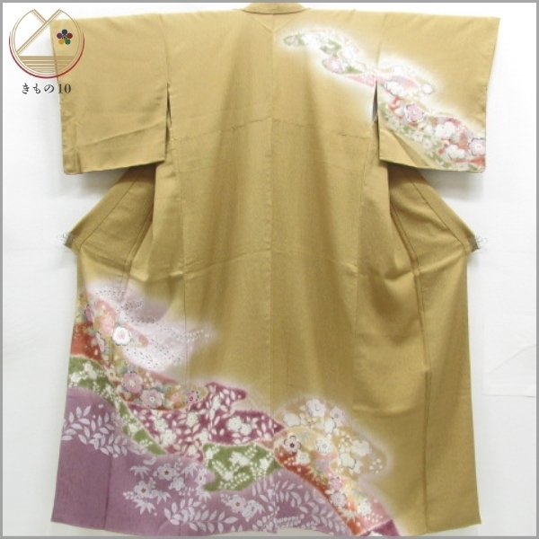 【限定セール，SALE】 着物10 1円 逸品 絹 訪問着 金銀彩 辻が花調 ツツジ 藤 ぼかし 袷 身丈158cm 裄65.5cm 同梱可(仕立て上がり)｜売買されたオークション情報、yahooの商品情報をアーカイブ公開 - オークファン 仕立て上がり