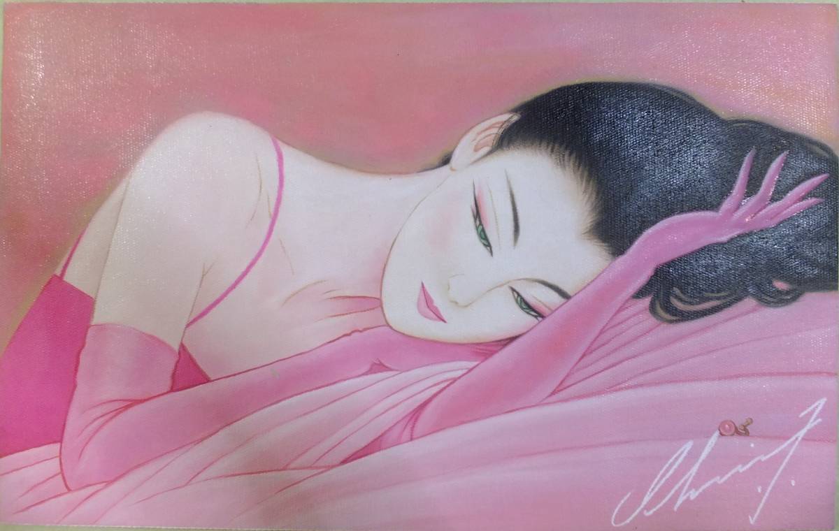 絵画 油絵　鶴田一郎「人物」 サイン M10 額装済み 肉筆手描き M10 人物- 油絵 -鶴田一郎『 』肉筆- 額装 骨董 -古美術 【公式通販】