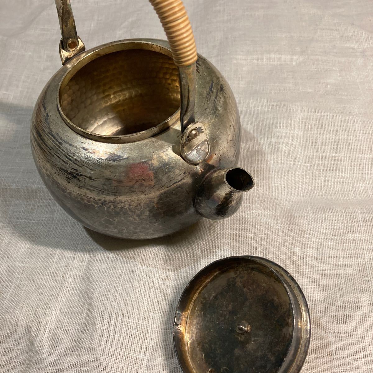 煎茶道具 銀瓶 いぶし銀 湯沸 薬缶 やかん 骨董 アンティーク 古道具 