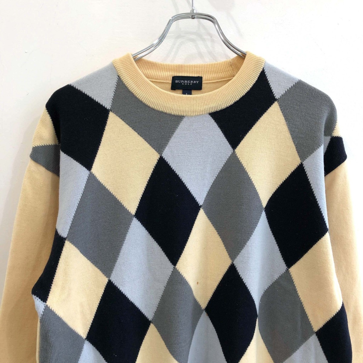 BURBERRY GOLF バーバリー ゴルフ ロゴ刺繍 アーガイル チェック 羊毛