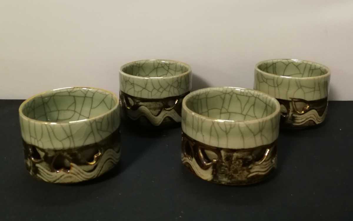 相馬焼 煎茶道具 大堀相馬焼 売り価格 跳馬 酒杯 徳利 湯呑 建水 酒