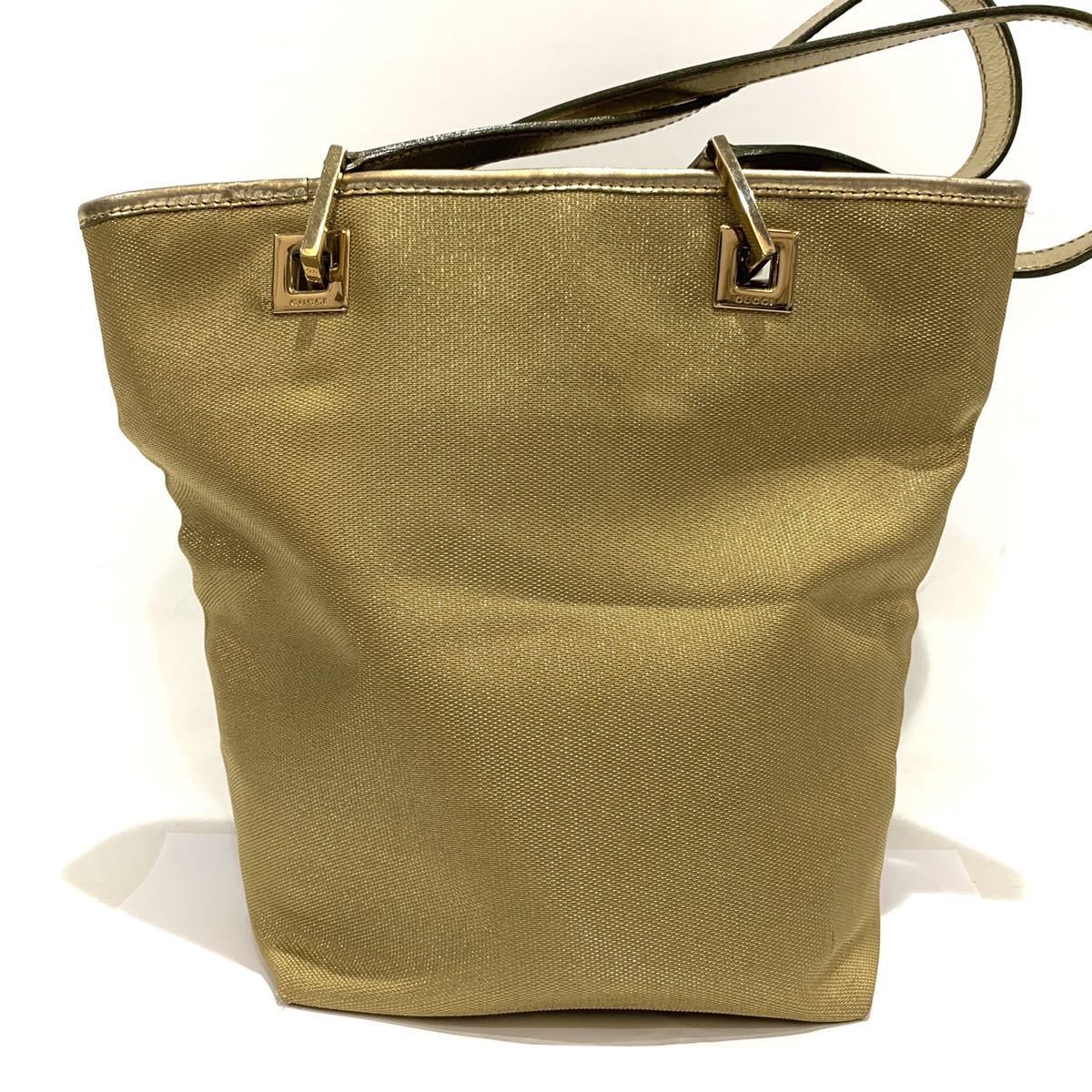 GUCCI グッチ 002-1099-001998 トートバッグ キャンバス ゴールド 金色