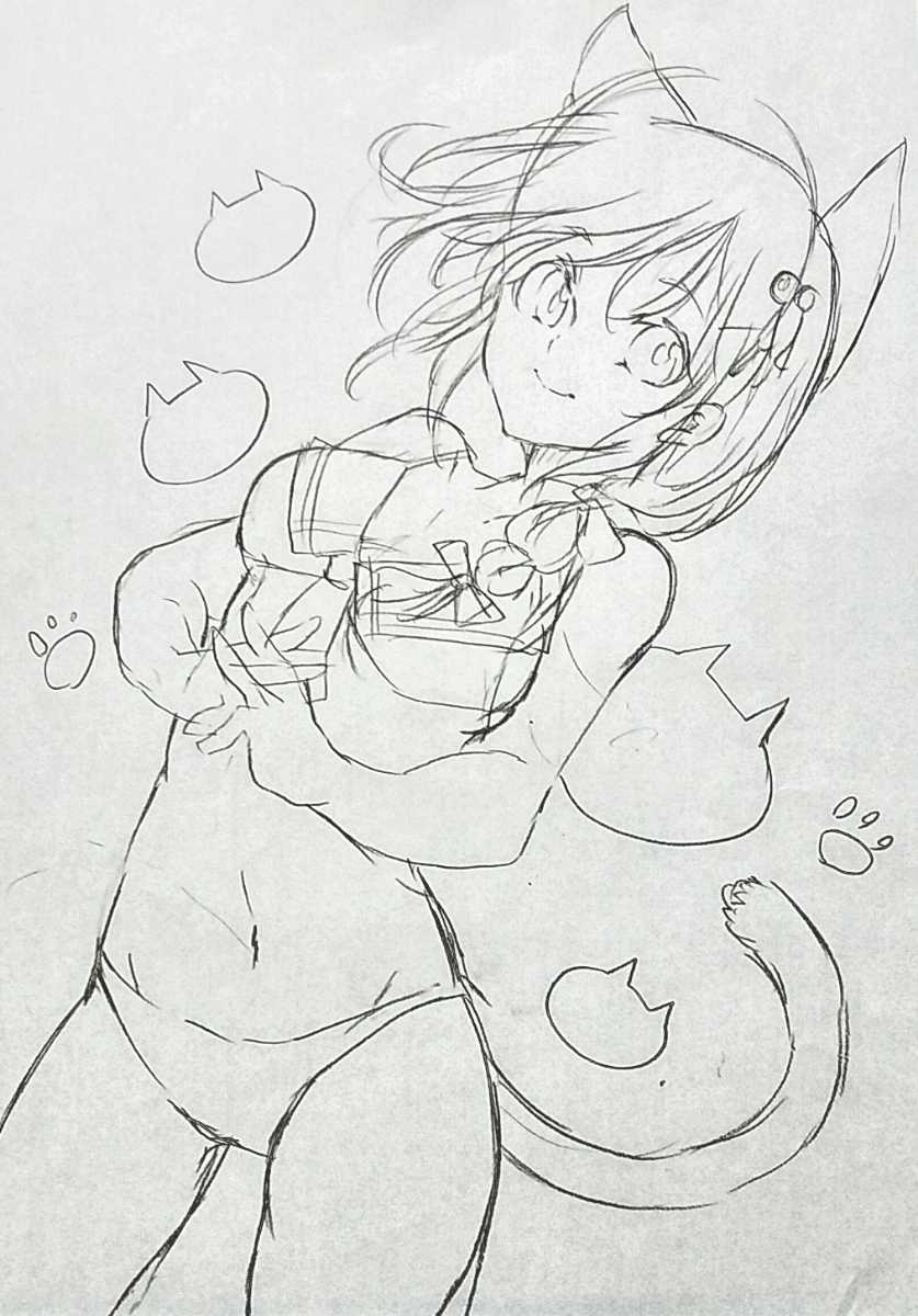 同人手描き艦隊これくしょんイラスト 時雨 猫耳と水着 水彩 ラフ画付き 手描きイラスト 売買されたオークション情報 Yahooの商品情報をアーカイブ公開 オークファン Aucfan Com
