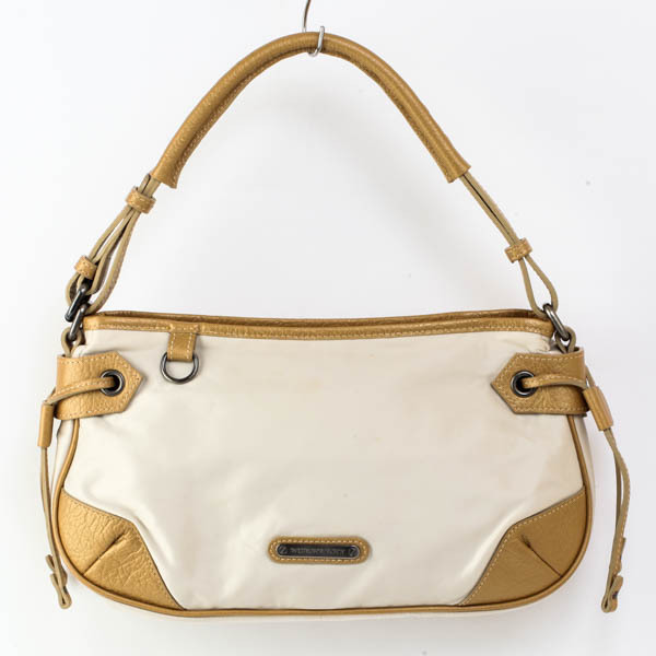人気セール，得価 BURBERRY バーバリー ワンショルダーバッグ ロゴ ナイロン&times;レザー ベージュ系 #13553(ショルダーバッグ)｜売買されたオークション情報、yahooの商品情報をアーカイブ公開 - オークファン かばん、バッグ