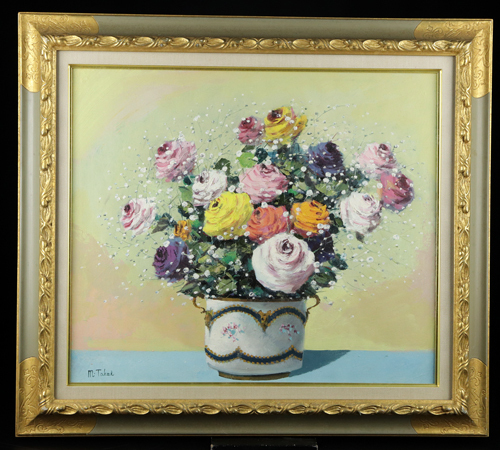 竹井誠【花】油彩画　肉筆画 美術品・アンティーク・コレクション 竹井誠【花】油彩画 肉筆画
