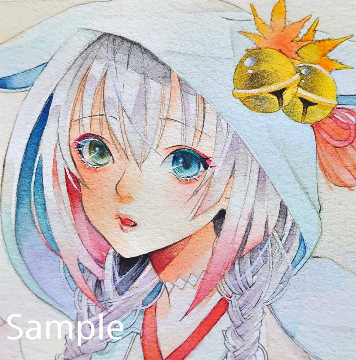 手描きイラスト オリジナル 巫女 女の子 みつ編み おてんば 【唯