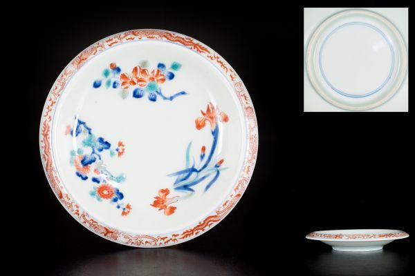 古伊万里（柿右衛門様式）色絵花文向付5客 江戸時代元禄