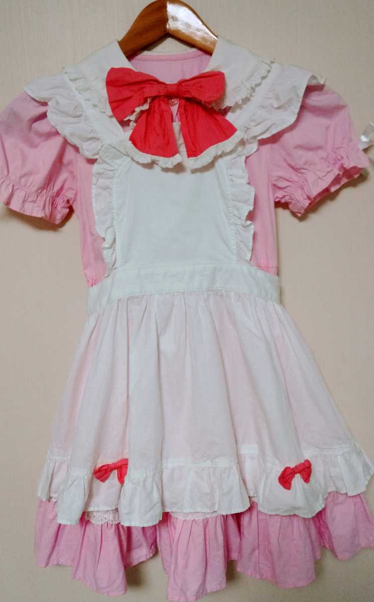 140cm 子供用 ピンクワンピース リボン エプロン付 クッキンアイドル風 衣装 コスプレ メイド 喫茶店 店員 お店やさん 140 135 144cm 売買されたオークション情報 Yahooの商品情報をアーカイブ公開 オークファン Aucfan Com