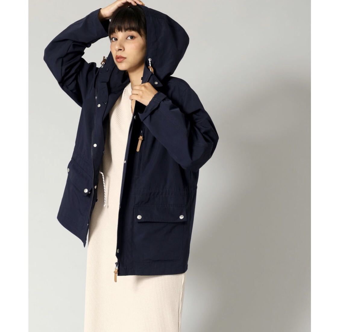 美品 elf フード付きジャケット 萎び M ネイビー