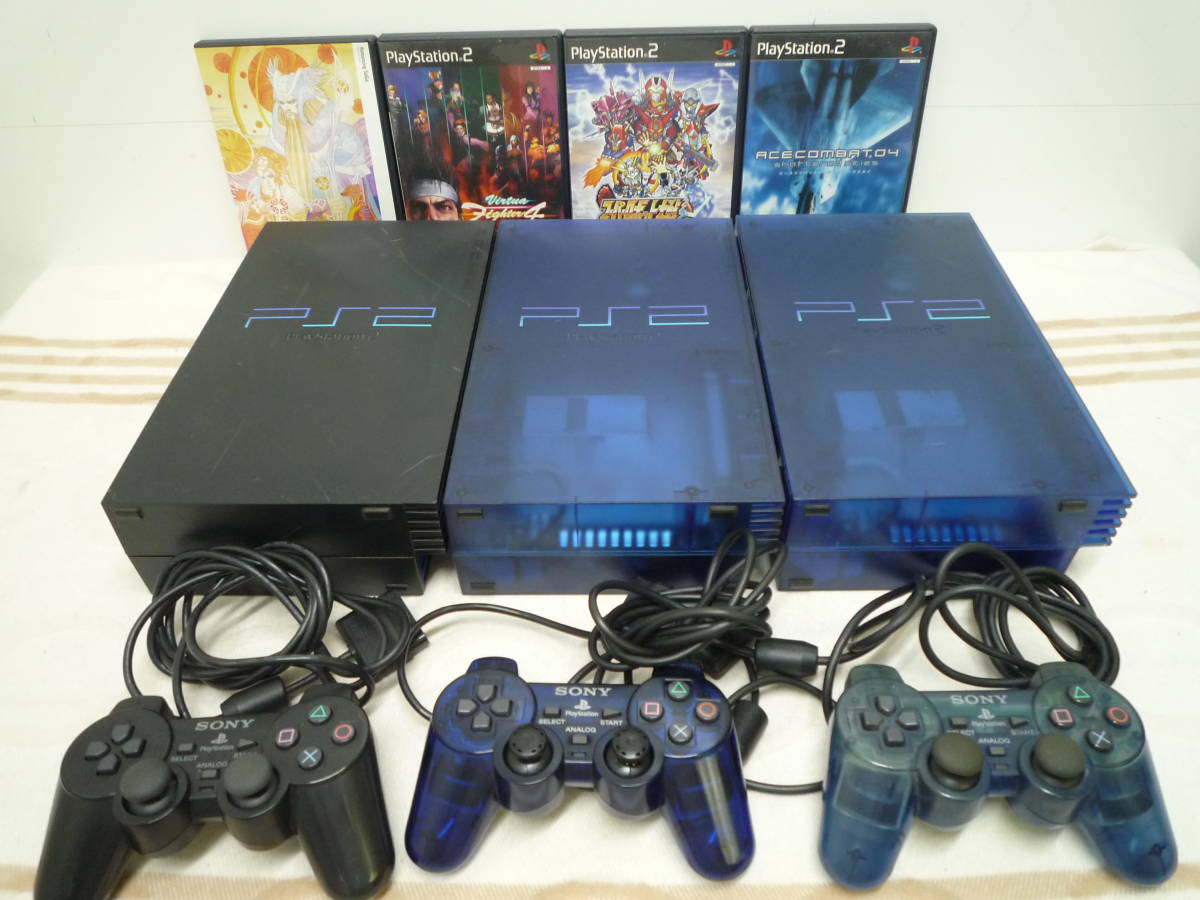 SALE，HOT 【ジャンク品 PS2 本体3台 コントローラー3個 カセット4個