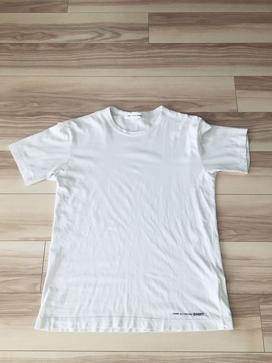 L 2019AW コムデギャルソンシャツ 裾 ロゴ 半袖 Tシャツ 白 Comme des Garcons Shirt Tシャツ 