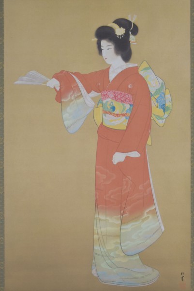 上村松園「序の舞」絹本 序の舞 上村松園 美術品複製画販売 共箱 序の