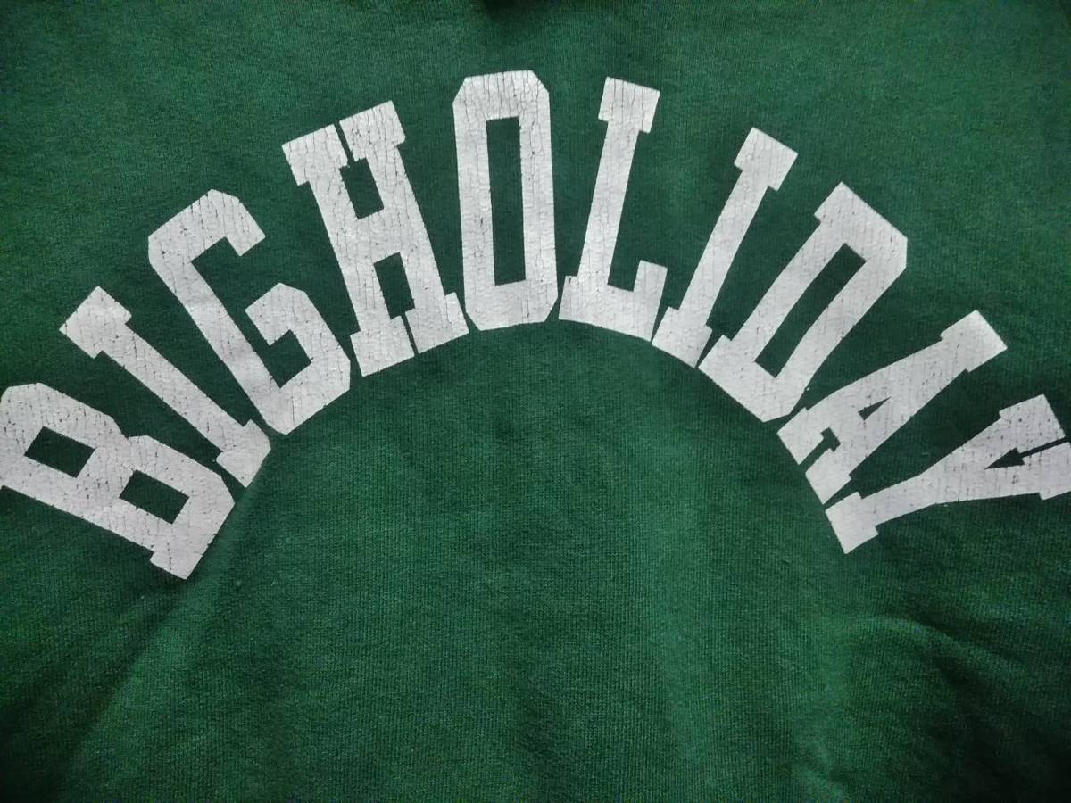 TMT BIGHOLIDAY パーカー S 緑 ダメージ加工 ヴィンテージ加工 