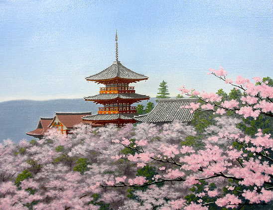  絵画 油彩 朝隈敏彦 清水寺に桜 油絵ＳＭキャンパスのみ(自然、風景画)｜売買されたオークション情報、yahooの商品情報をアーカイブ公開 - オークファン 自然、風景画