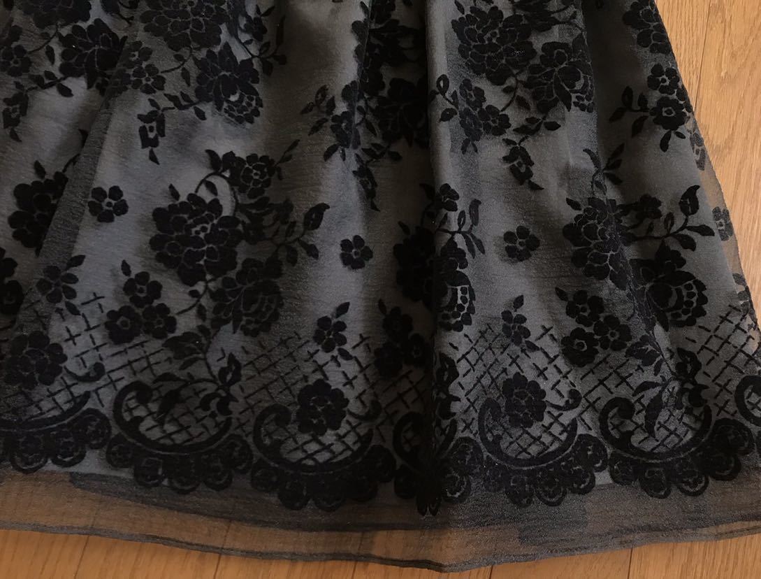 M'S GRACY エムズグレイシー フロッキー ワンピース 花柄 リボン 黒