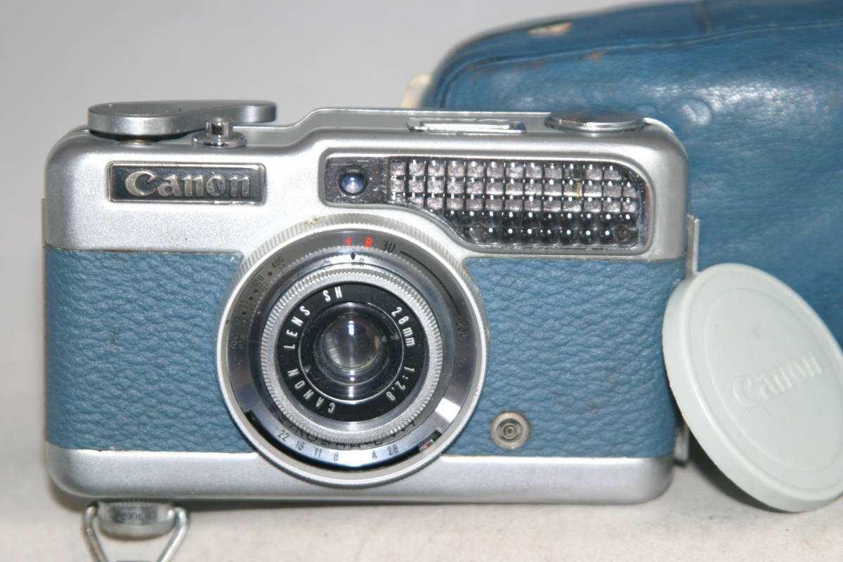Canon デミ青色モデル 整備済 青色皮ケース・レンズキャップ