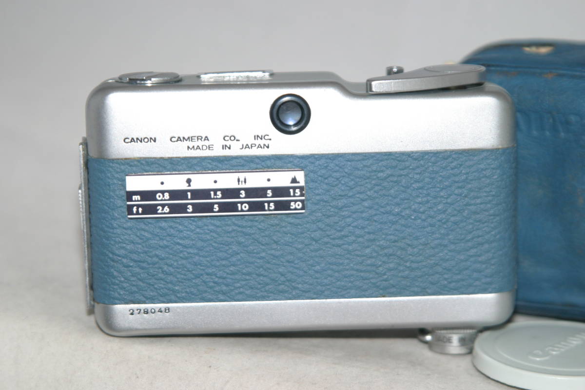 Canon デミ青色モデル 整備済 青色皮ケース・レンズキャップ