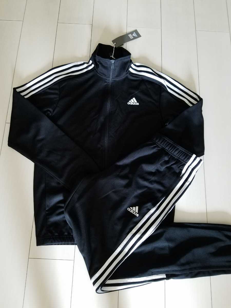 adidas アディダス　ジャージ上下セット　 L/黒　ブラック　ラインパンツ　ジップアップジャンパー　スポーツ　スウェット　部屋着