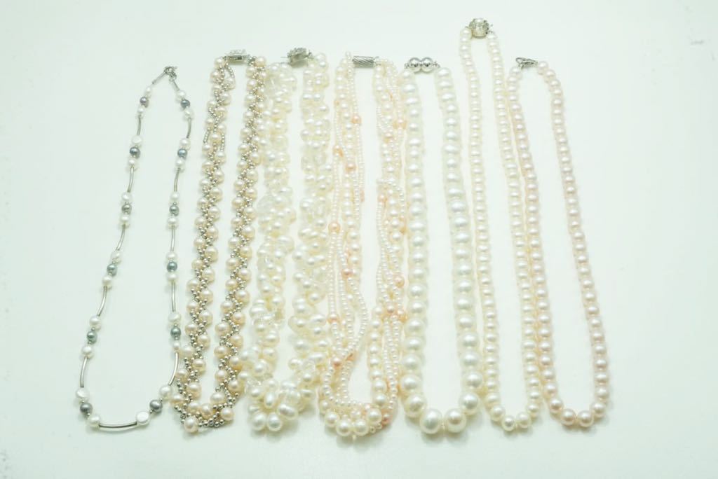 119 本真珠 淡水パール ヴィンテージ ネックレス 7点セット アクセサリー ビンテージ 大量 まとめて おまとめ まとめ売り ペンダント