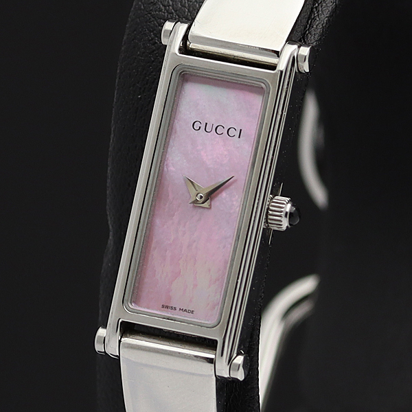 吉之助さま専用　GUCCI 1500L バングルウォッチ 1円☆稼働品【グッチ】1500L スイス製 シェル文字盤 バングルウォッチ