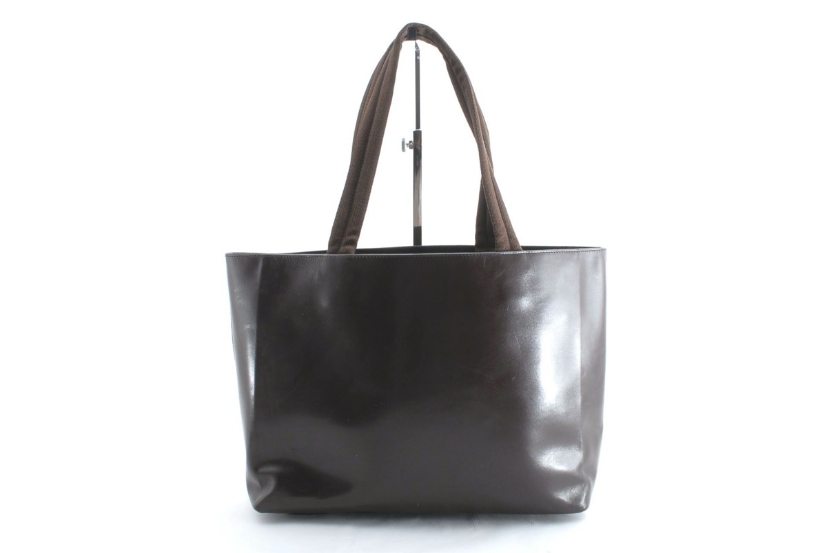 プラダ 型抜きロゴ レザー トートバッグ ブラウン PRADA ロゴ型抜き 