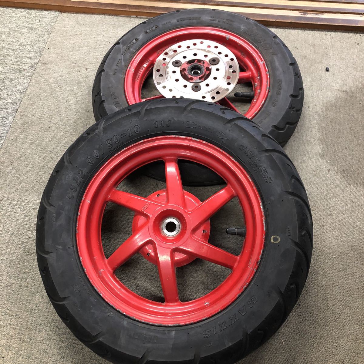 安い純正品 ライブディオZX 純正キャストホイール 前後セット 赤アルミ