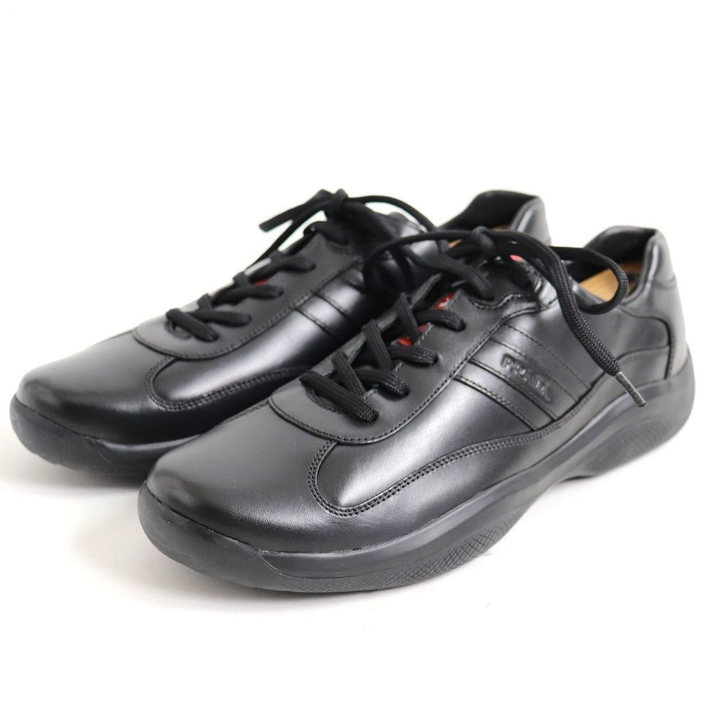 大得価，人気セール 1 品 PRADA SPORTS プラダ スポーツ 4E1830 ロゴ刻印入り ローカット レザー スニーカー ブラック 9 箱付き メンズ(男性用)｜売買されたオークション情報、yahooの商品情報をアーカイブ公開 - オーク 靴