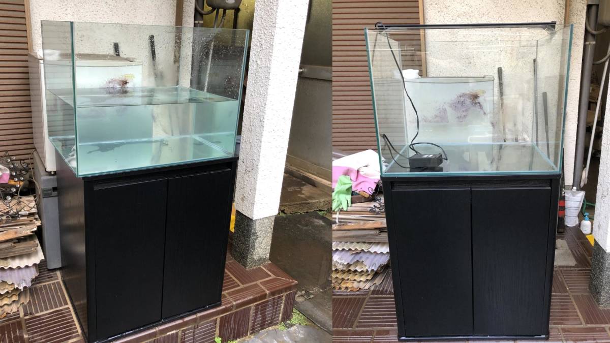 「引き取り限定」kotobuki フレームレスガラス水槽60cm×45cm×45cm（水槽台＆おまけフラットLED600照明付き）_1