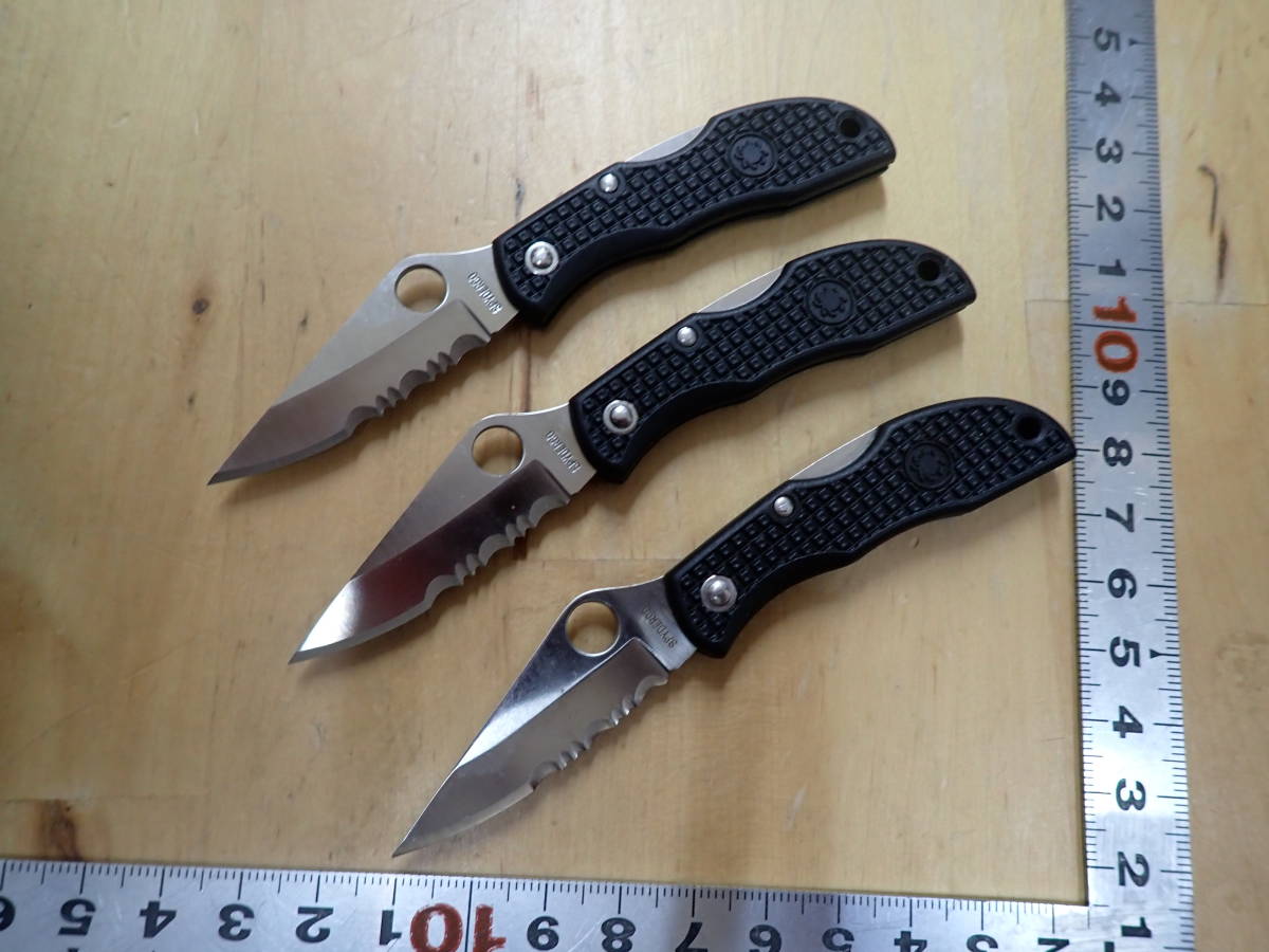 【人気SALE，限定SALE】 T18N スパイダルコ SPYDERCO フォールディングナイフ 3本 3点 まとめてセット ハーフセレーション(ハンティングナイフ、狩猟刀)｜売買されたオークション情報、yahooの商品情報をアーカイブ公開 ハンティングナイフ、狩猟刀