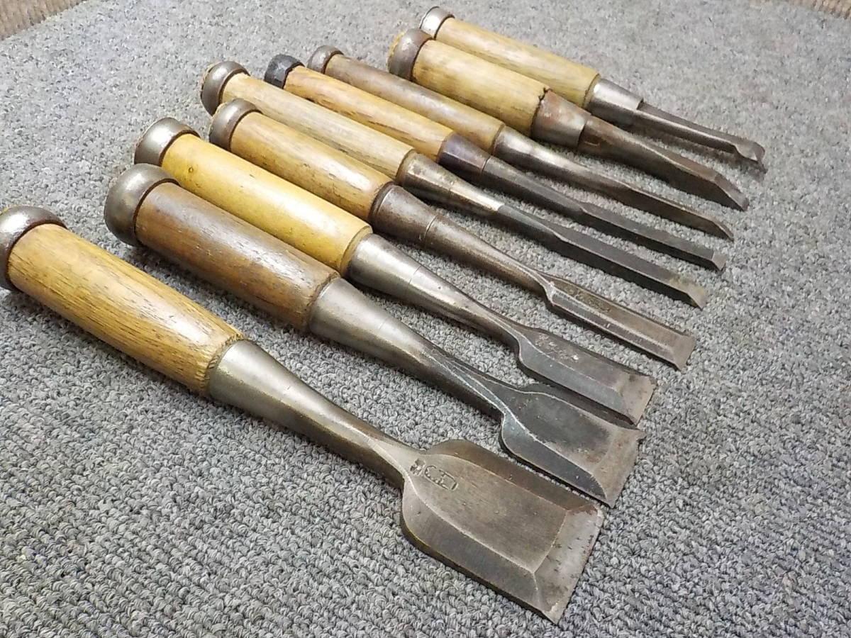 d973☆鑿9本まとめて ☆のみ 大工 新品未使用長期保管品