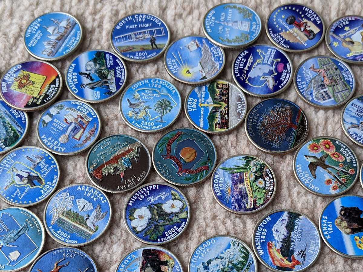 ♪外国硬貨　コイン　アメリカ合衆国50州コイン含め170枚　1.3Kg Yahoo!オークション アメリカ合衆国50州＆領域の25セント白銅貨56種セット×２ (硬貨)の落札相場 - Map ～硬貨編～