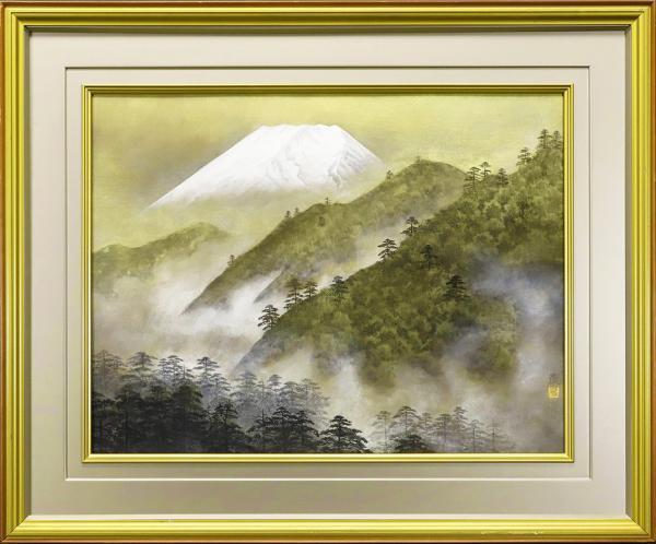 【真作】【WISH】佐藤晨「湧雲富嶽」日本画 15号 大作 高島屋百貨店取扱作品 共シール 　　〇創画会会員 山種美術館他収蔵 #20112041