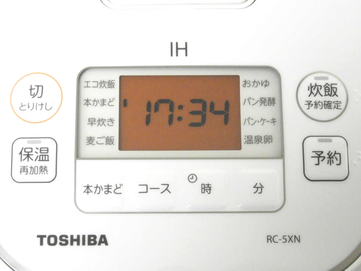極美品 TOSHIBA 東芝 IHジャー炊飯器 0.54L炊き（3合）RC-5XN（W）2019年製