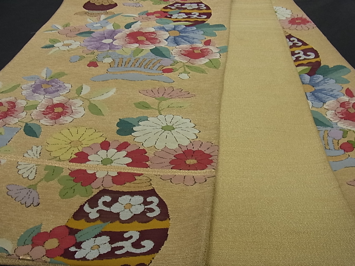 花美人□極上 明綴れ 六通柄袋帯 飾花文 金糸 逸品 v380 【公式通販】