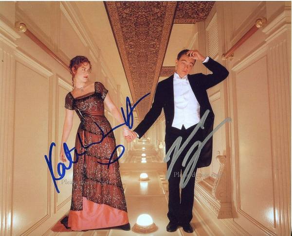 タイタニック　サイン入り　写真　レオナルド・ディカプリオ　ケイト・ウィンスレッド 1997タイタニック Leonardo DiCaprio Kate Winslet レオナルド