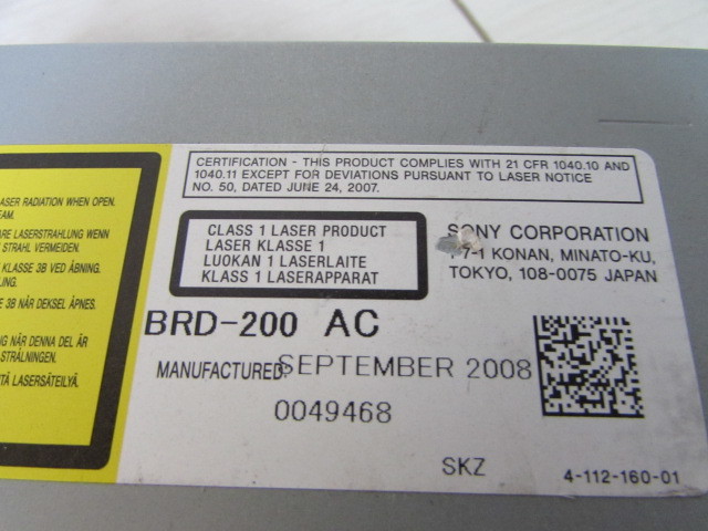 中古 SONY Blu-rayレコーダー用【BDZ-T55】 / 交換・換装用　ブルーレイドライブ 【BRD-200 AC】 C02349J SONY BDZ-T55 320GB 1ラジオ受信機 完動品ですソニー 安値